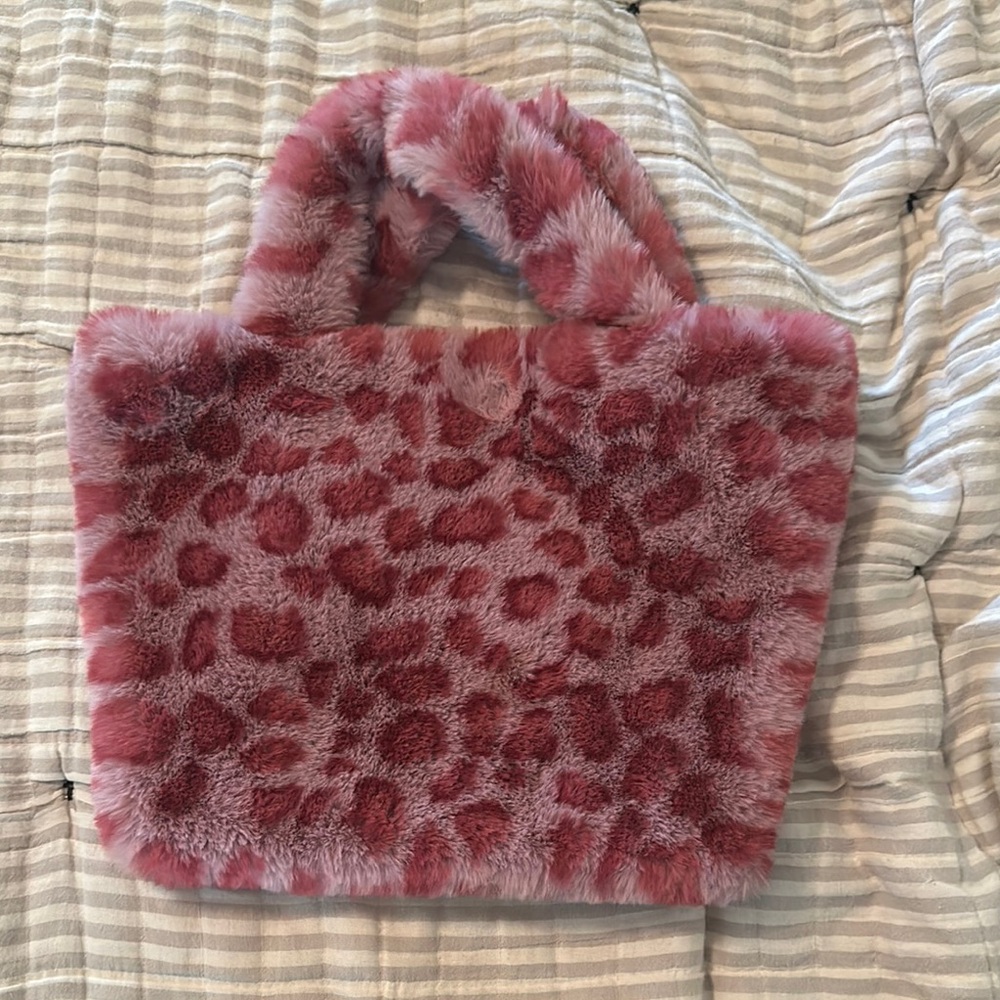 Pink Leopard Faux Fur Tote Bag